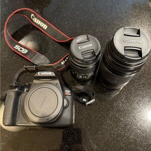 Canon Black T7 Rebel Camera with Lenses